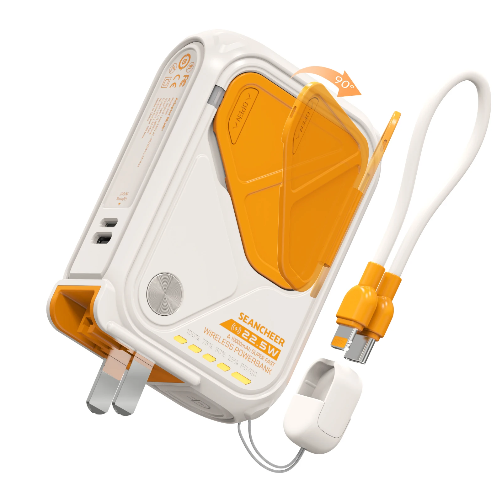 6 in 1 multifunctional power bank magnetic magnetic adsorption for wireless charging, 10000 mah phone holder 22.5w fast charging 6 in 1 multifunctional power bank magnetic magnetic adsorption for wireless charging, 10000 mah phone holder 22.5w fast charging