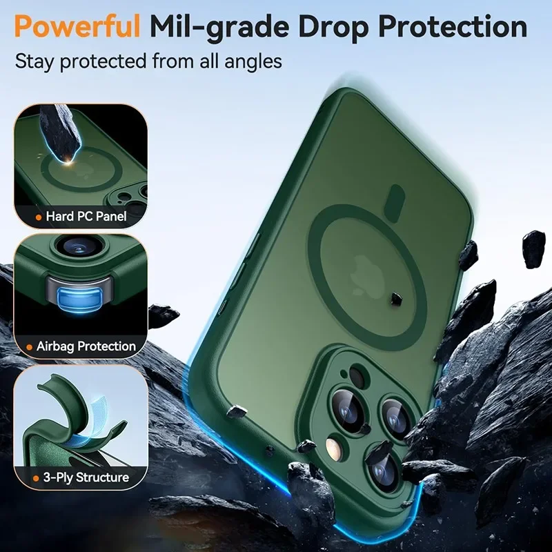 luxury frosted phone case for iphone 17 16 15 14 13 12 11 pro max plus 17 air 16e for magsafe matte transparent magnetic cover luxury frosted phone case for iphone 17 16 15 14 13 12 11 pro max plus 17 air 16e for magsafe matte transparent magnetic cover