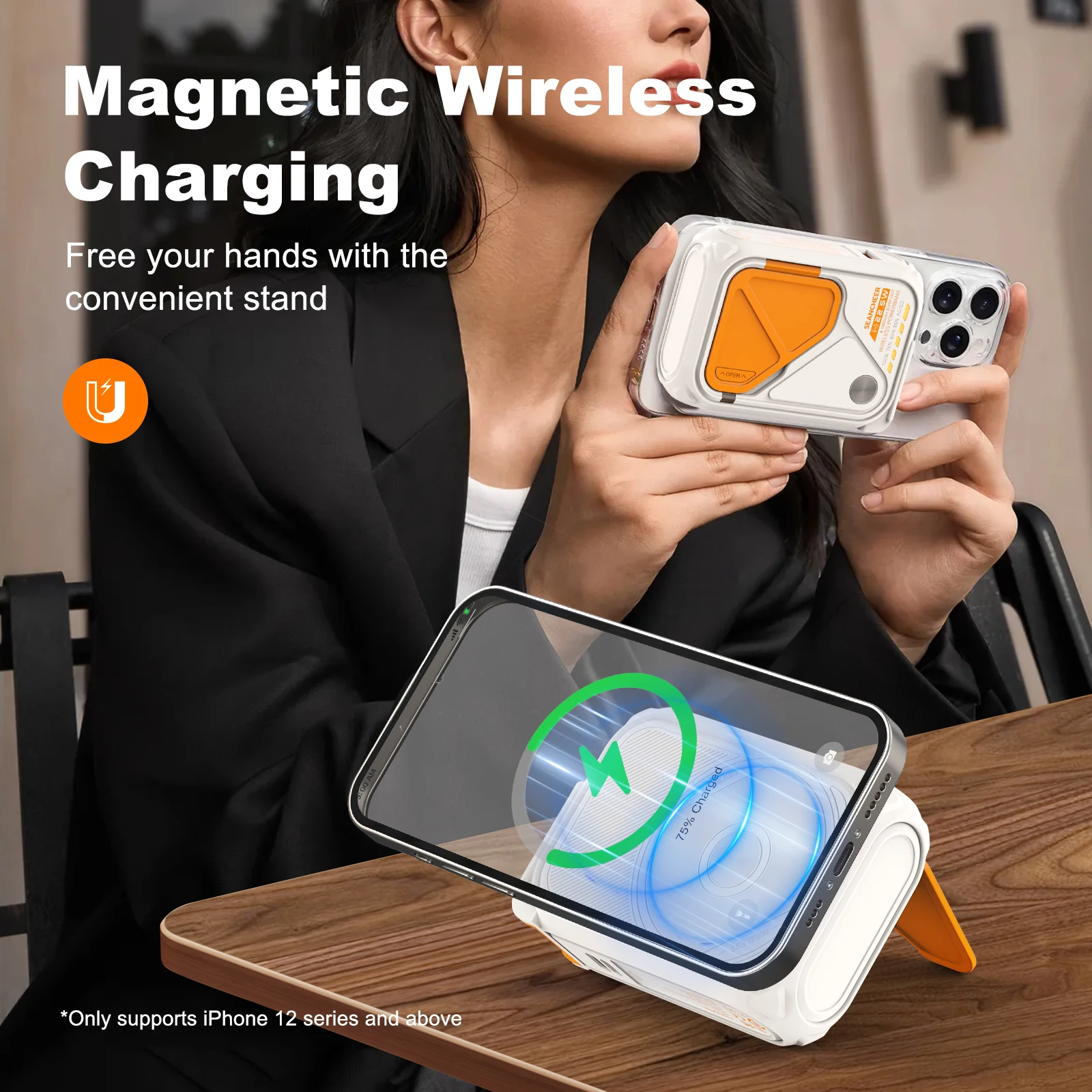 6 in 1 multifunctional power bank magnetic magnetic adsorption for wireless charging, 10000 mah phone holder 22.5w fast charging 6 in 1 multifunctional power bank magnetic magnetic adsorption for wireless charging, 10000 mah phone holder 22.5w fast charging