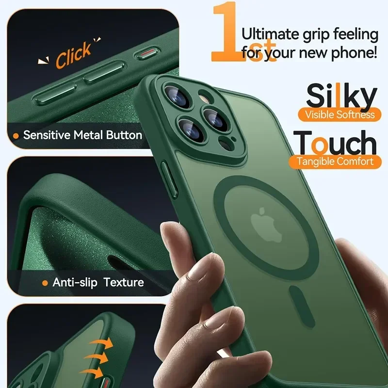 luxury frosted phone case for iphone 17 16 15 14 13 12 11 pro max plus 17 air 16e for magsafe matte transparent magnetic cover luxury frosted phone case for iphone 17 16 15 14 13 12 11 pro max plus 17 air 16e for magsafe matte transparent magnetic cover